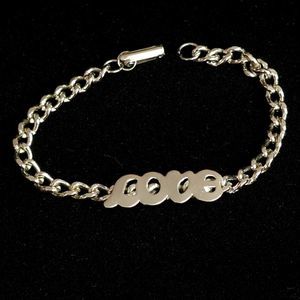 "LOVE" Cursive Word Bracelet with Large Links - Silver Tone 8.25" Unisex